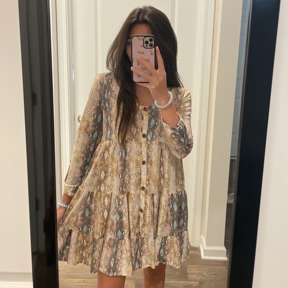 SNAKESKIN BABYDOLL DRESS